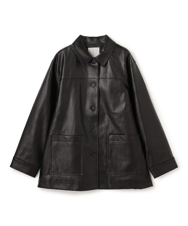 UNFILO L 【洗える】フェイクレザー ジャケット ブラック