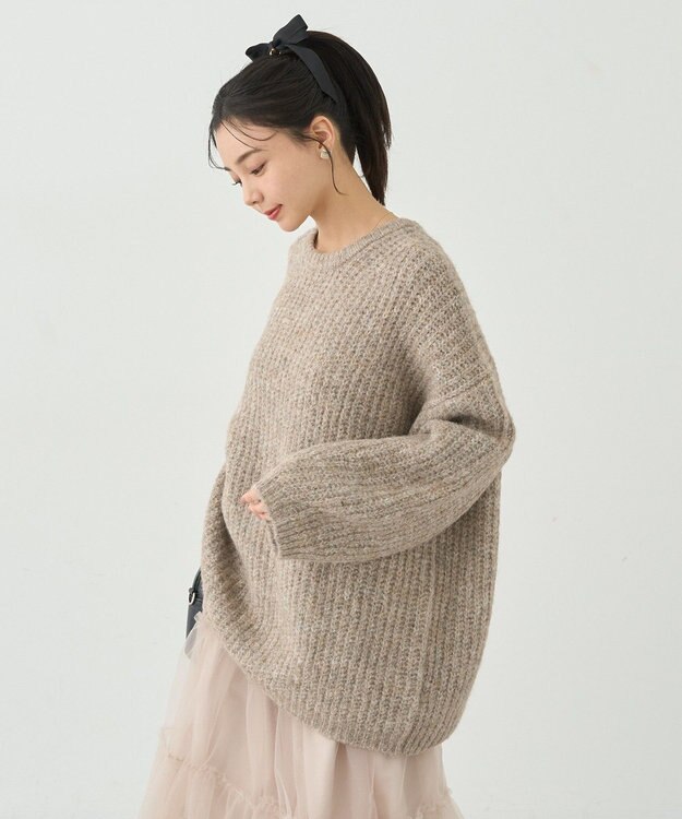 earth music&ecology ふわふわＭＩＸヤーンチュニック Beige