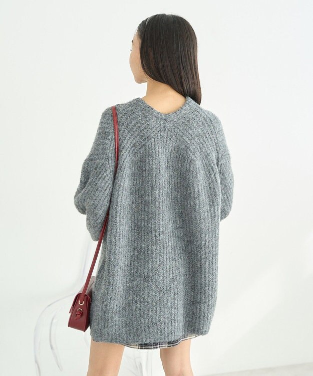 earth music&ecology ふわふわＭＩＸヤーンチュニック Charcoal Gray