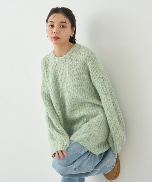 earth music&ecology ふわふわＭＩＸヤーンチュニック Mint