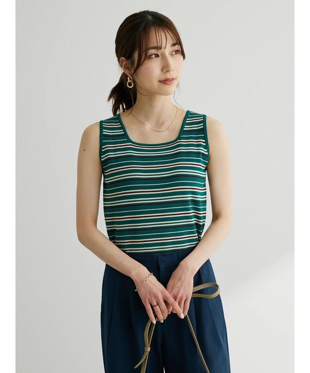 Green Parks スクエアネックニットタンクトップ Charcoal Gray