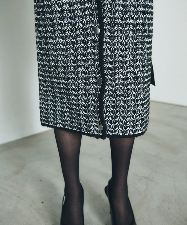 GRACE CONTINENTAL バイカラージャガードニットワンピース ブラック