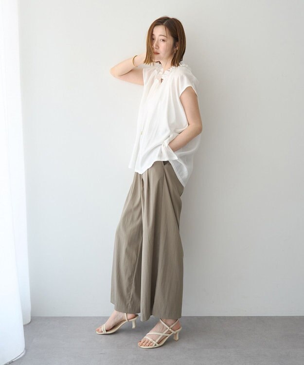YECCA VECCA ギャザーリボンブラウス Off White