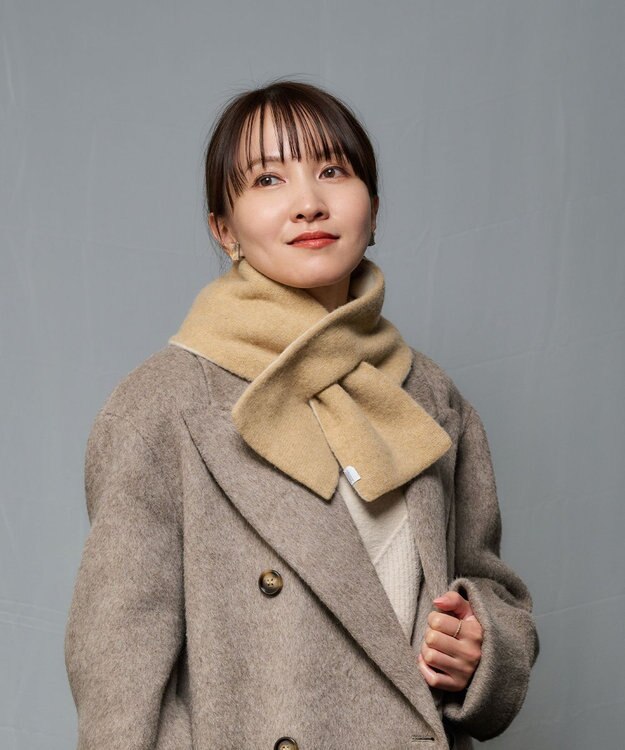 MOONBAT MACKINTOSH PHILOSOPHY(マッキントッシュ フィロソフィー）【ギフトBOX付】ウール100％ リバーシブル ニット マフラー ユニセックス 日本製 ベージュ