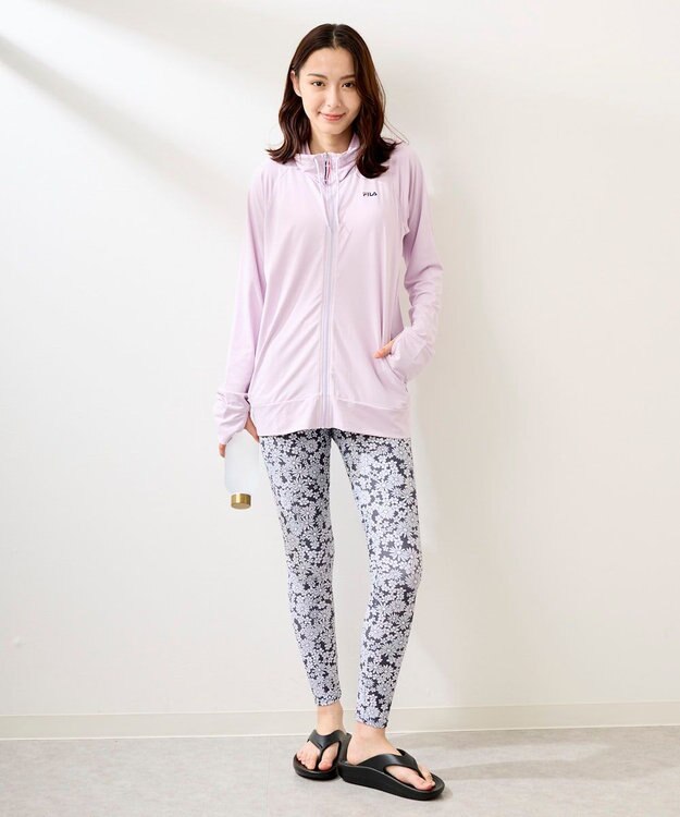 OP／FILA 【FILA】ラッシュガードブロックメッシュ スタンドカラージャケット ライトパープル