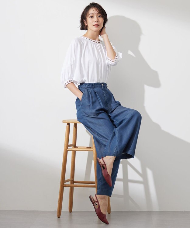 自由区 【カタログ掲載・洗える】テンセルデニムワイド パンツ インディゴ