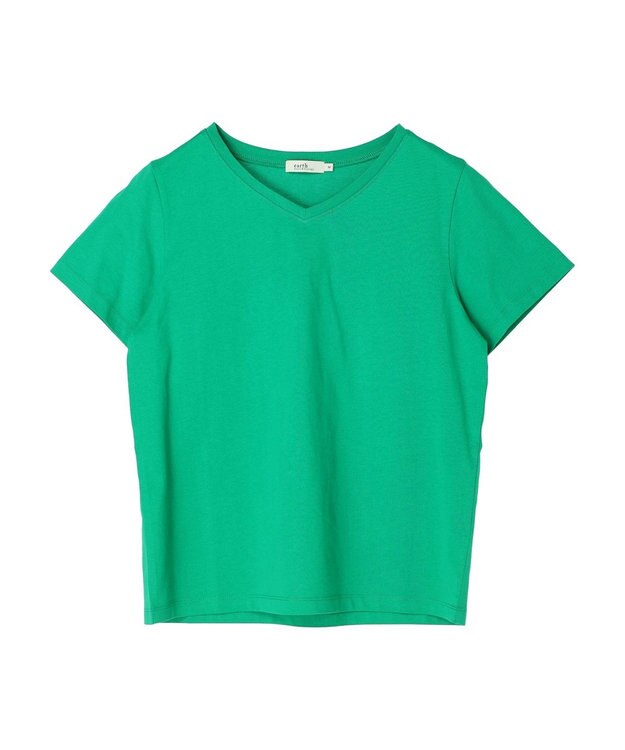 earth music&ecology ＶネックＴシャツ（汗じみ防止） Off White