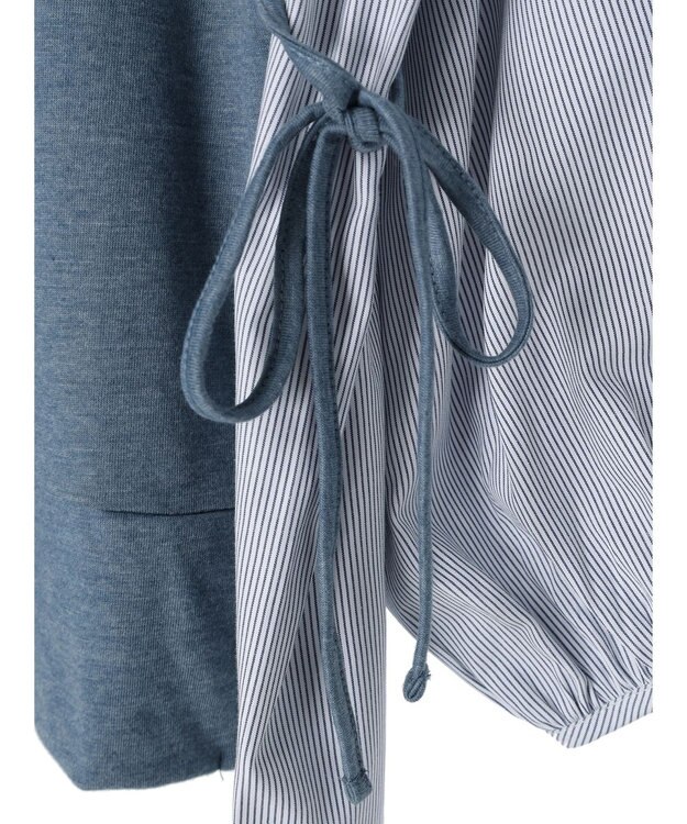 Green Parks 布帛ドッキング脇リボンプルオーバー Blue