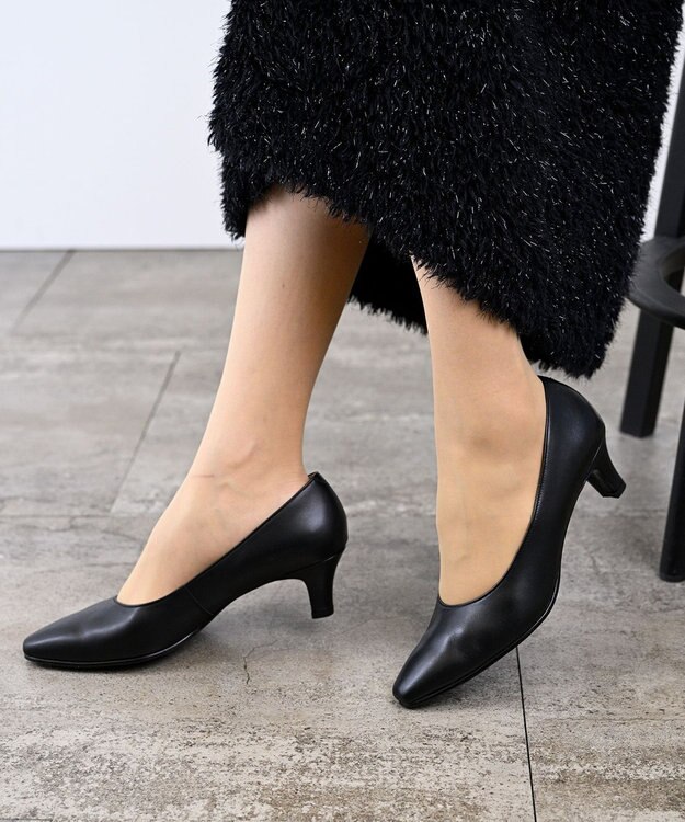 Pointer 【5cmヒール】日本製 高級本革プレーンパンプス ブラック