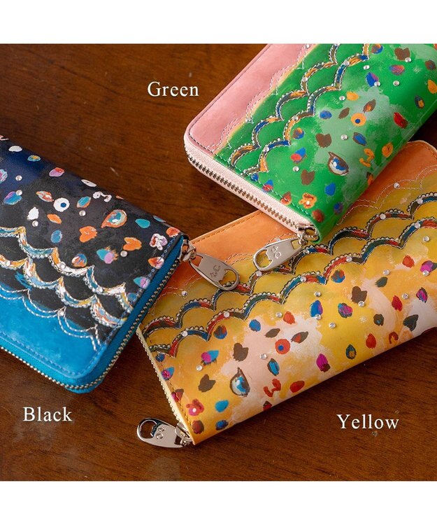 tsumori chisato CARRY カラフルレオパード ラウンドファスナー長財布 イエロー