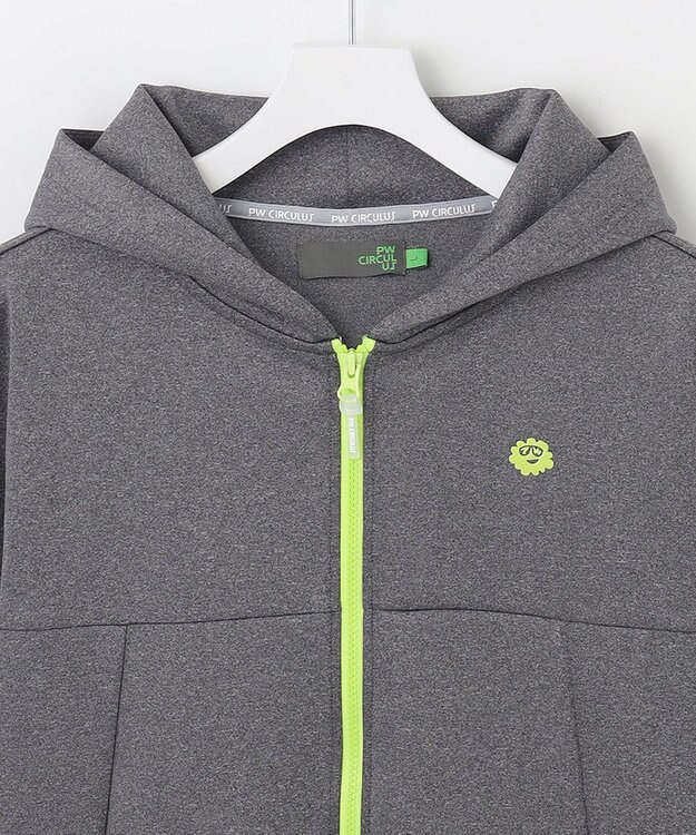 PW CIRCULUS 【MEN】【洗える/吸汗速乾/ストレッチ】ダンボール ロゴ ジップアップ パーカー ライトグレー系