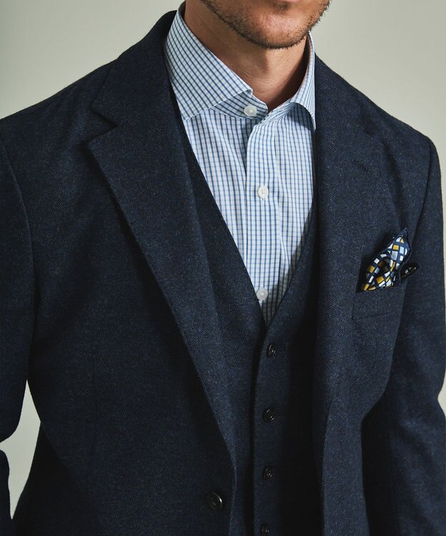 GOTAIRIKU 【形態安定】PREMIUMPLEATS_スモールワイドカラー 通年ドレスシャツ（チェック） サックスブルー系4