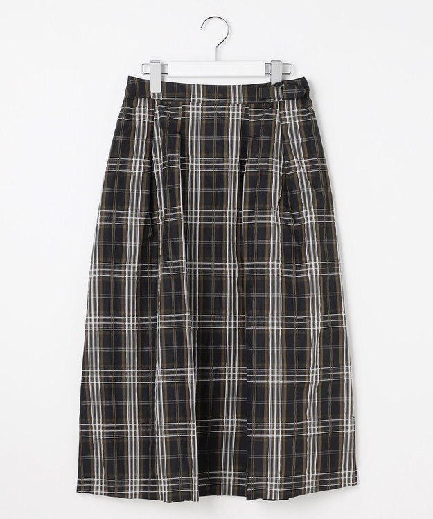 J.PRESS LADIES S ハイマルチタフタ チェック フレアスカート ブラックチェック系