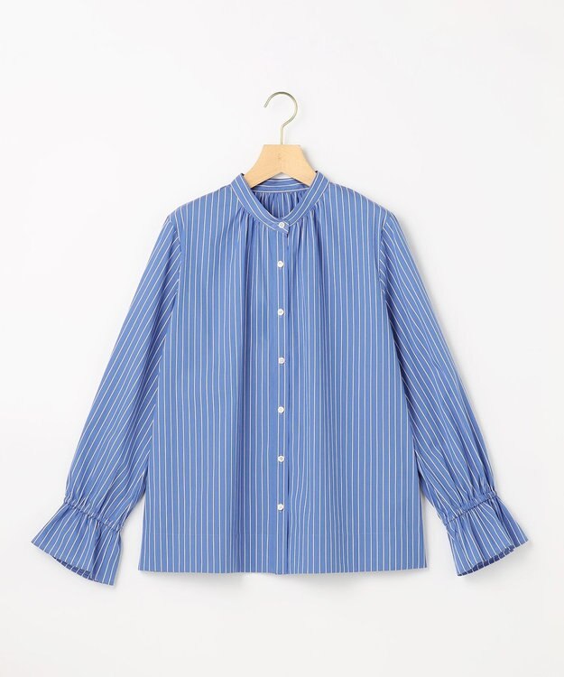 組曲 【先行予約・2WAY】エアリーシャーティングフリル襟 ブラウス ブルーストライプ系1