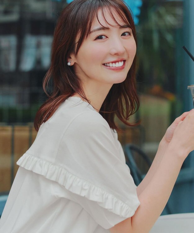 Tiaclasse L 【おのののかさん着用】「サマケア」バックヨークフリルチュニック オフホワイト