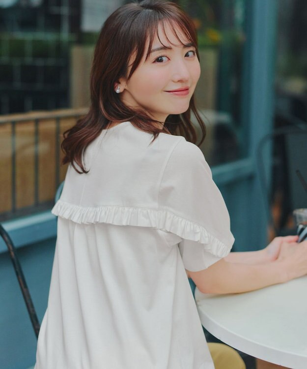 Tiaclasse L 【おのののかさん着用】「サマケア」バックヨークフリルチュニック オフホワイト