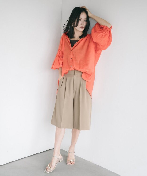 YECCA VECCA 【尾崎紗代子さん着用】タックハーフパンツ Camel