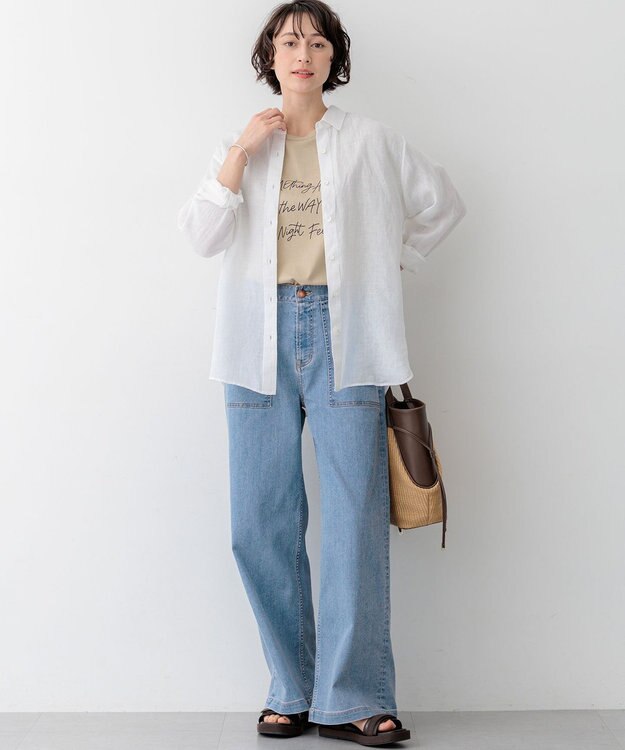 23区 L 【見上愛さん着用】23区 Summer DENIM ベイカーパンツ ブリーチ系