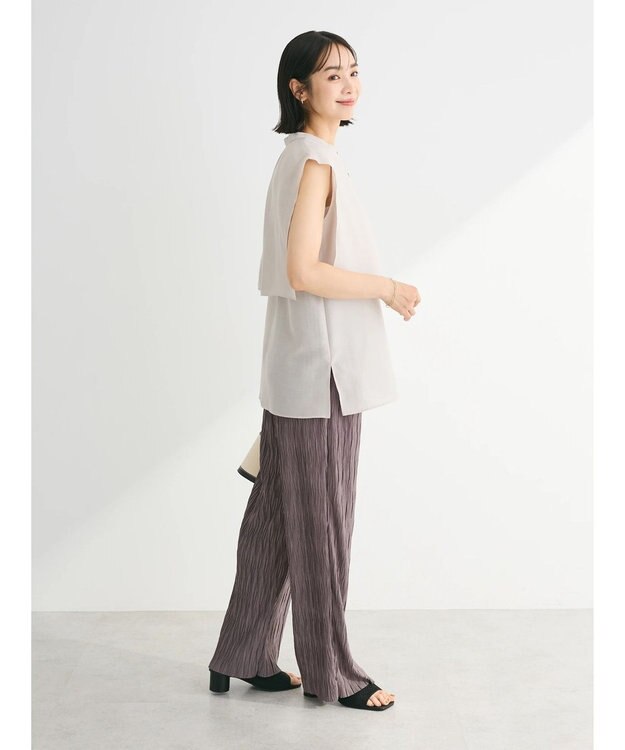 Green Parks レイヤードノースリーブブラウス Light Gray