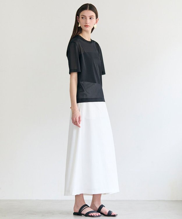 BEIGE， SELEN / リブコンビ シアーTシャツ Black