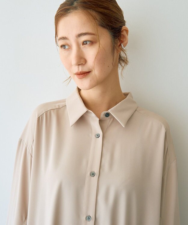 YECCA VECCA カーゴデザイン配色シャツワンピース Light Beige