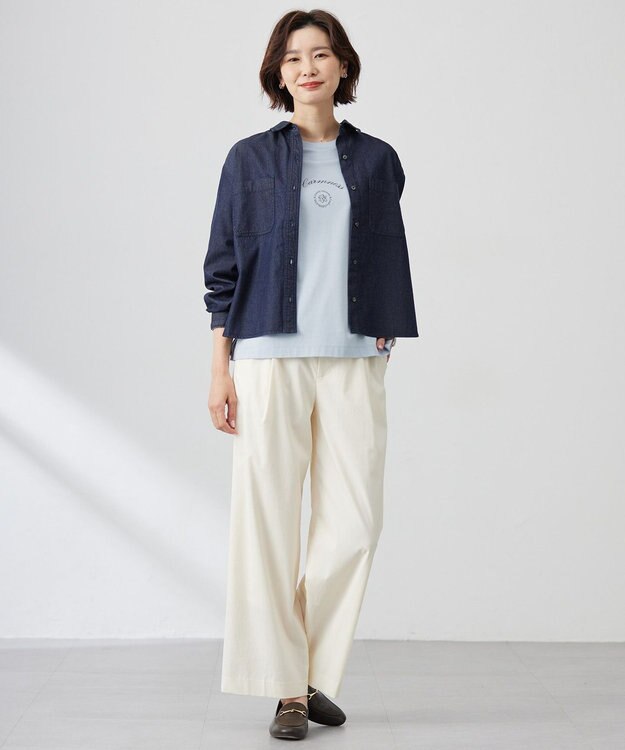 J.PRESS LADIES カレッジロゴ Tシャツ スモーキーサックス系