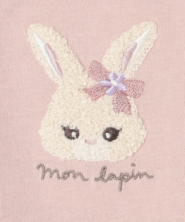 ANY KIDS オーガビッツアニマルサガラ刺繍Ｔシャツ ピンク×ウサギ