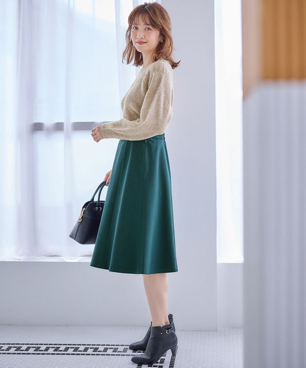 ANY SIS L 【洗える】ソフトタッチ求心 ニット ライトモカ