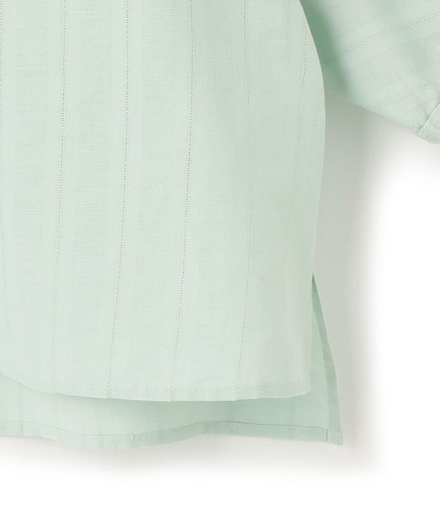 23区 L 【洗える】カラミストライプ パフスリーブ ブラウス ペールグリーン