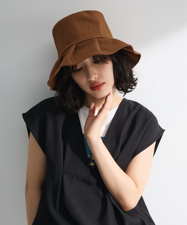 Green Parks ・エンボスギャザーハット Brown