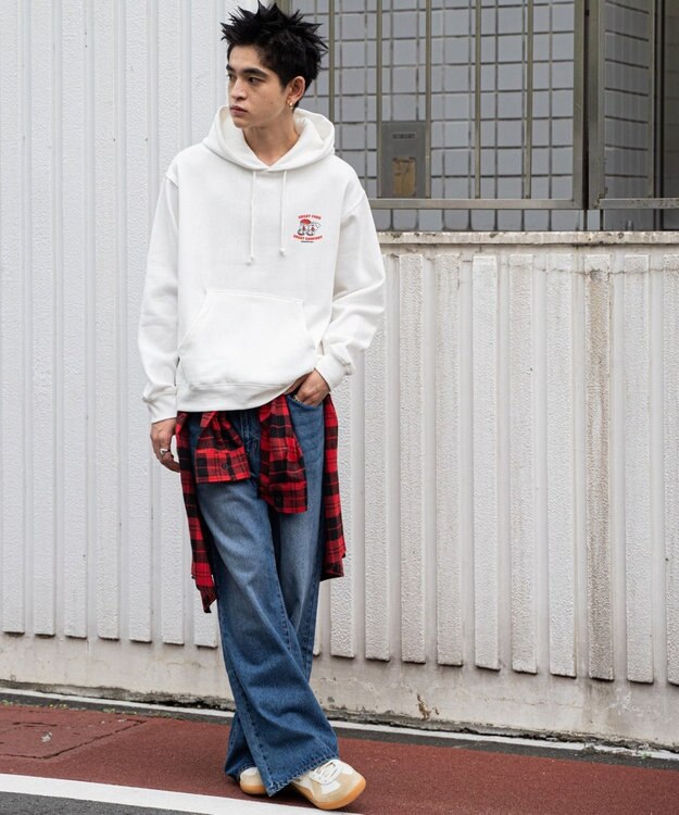 WEGO リラックスフィットTHEBOYグラフィックパーカー ホワイト