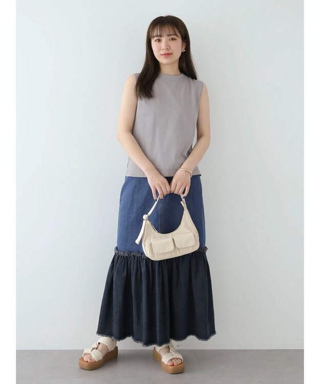 Green Parks ・Ｄｏｕｂｌｅ　Ｆｌａｇｓ　ピグメント加工ノースリＴＥＥ Light Gray