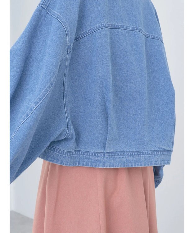 earth music&ecology ビッグカラーショートジャケット Light Indigo