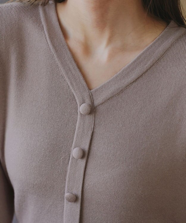 Tiaclasse 【洗える】くるみ釦ニットワンピース モカ