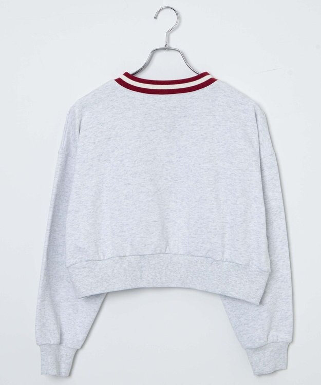 WEGO Vネックラインリブショートスウェット 杢グレー