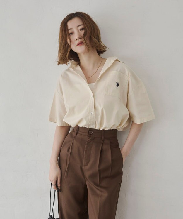 WEGO USPOLOハーフスリーブシャツ ホワイトアイボリー