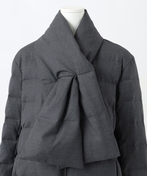 23区 S 【R(アール)】ウールダウン マフラー付きノーカラーコート グレー系