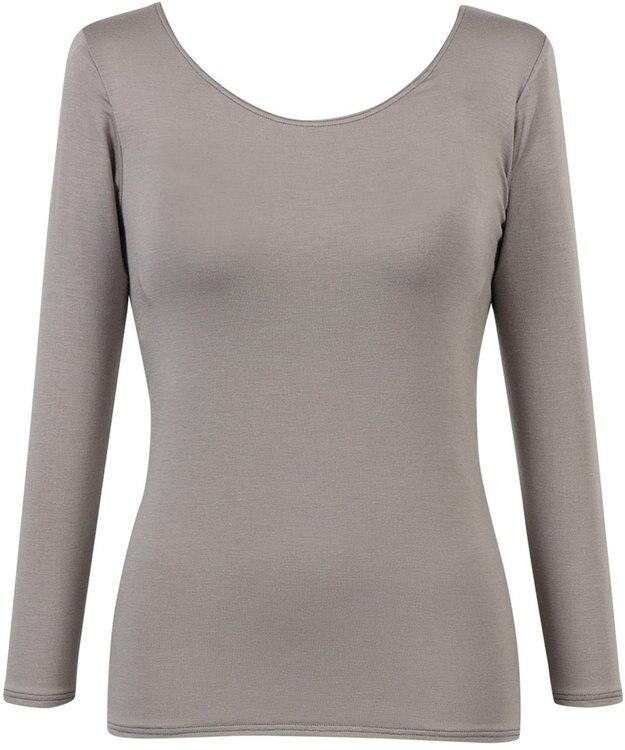 Wing カップ付きインナー あったか素材 ブラトップ ラク きれいなバストシルエット 【シンクロブラトップ  保温タイプ】 8分袖 長袖 秋 冬 ET1864 ウイング／ワコール ブラウン