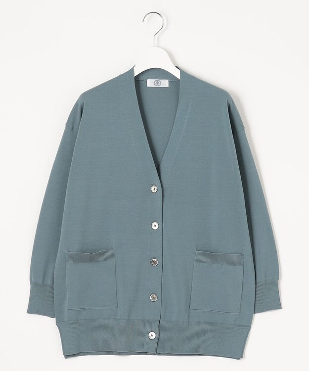J.PRESS LADIES 【洗える】 Co/Peライト Vネック ロング カーディガン スモーキーグリーン系