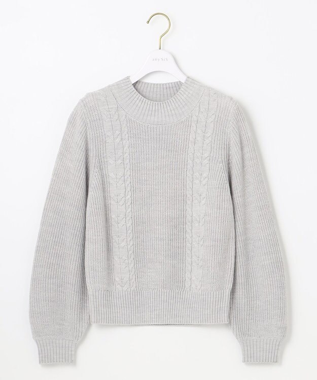ANY SIS 【洗える】スフレケーブルパフスリーブ ニット ライトグレー