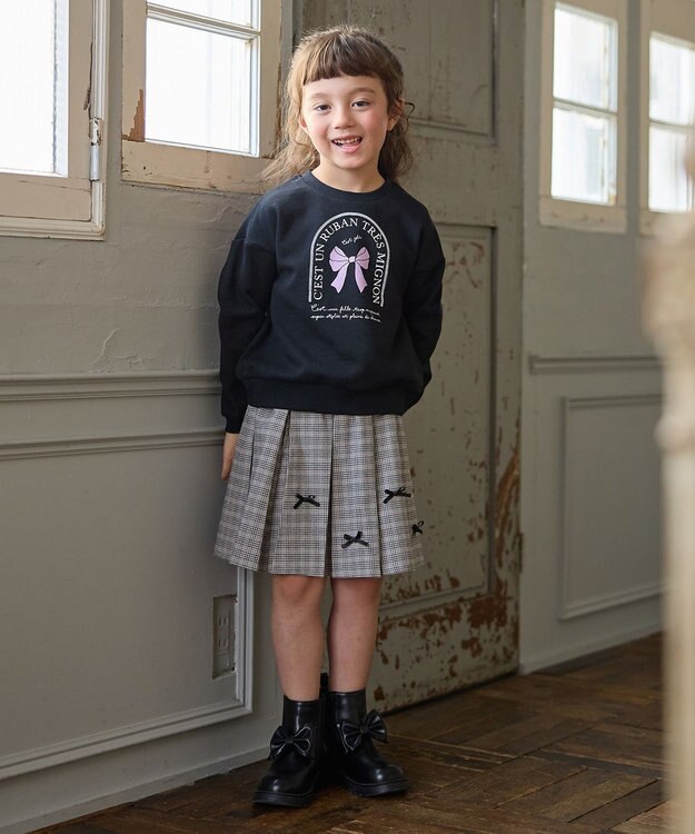 ANY KIDS 【WEB限定】7days 裏毛トレーナー ブラック×リボン