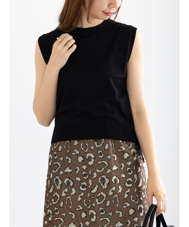 Te chichi シフォンフリルニットベスト ブラック