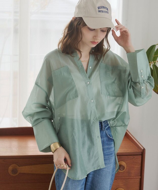 WEGO 【ANGIE VINTAGE】シアーシャツ グリーン