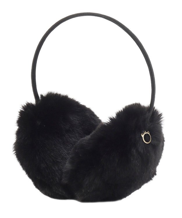 MOONBAT 【FUDGE11月号掲載】PAUL & JOE ACCESSOIRES ネコチャーム付フェイクファーイヤマフ（細アーム） ブラック