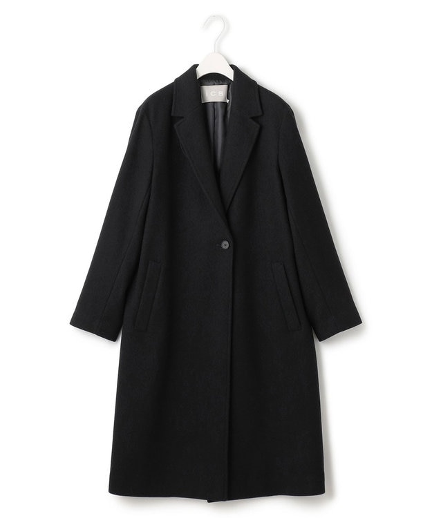 ICB ウールライトメルトン チェスターコート ブラック系