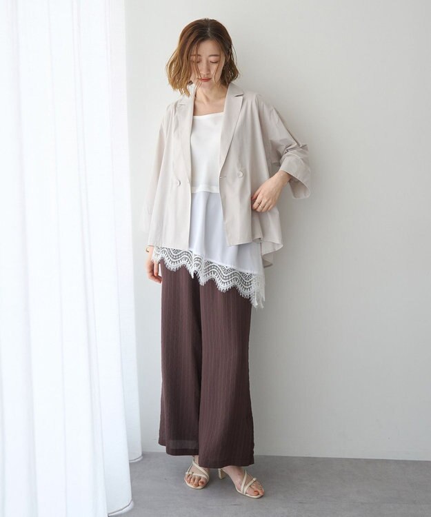 YECCA VECCA 【UVカット/接触冷感/遮熱】バックギャザーテーラードライトジャケット Light Beige