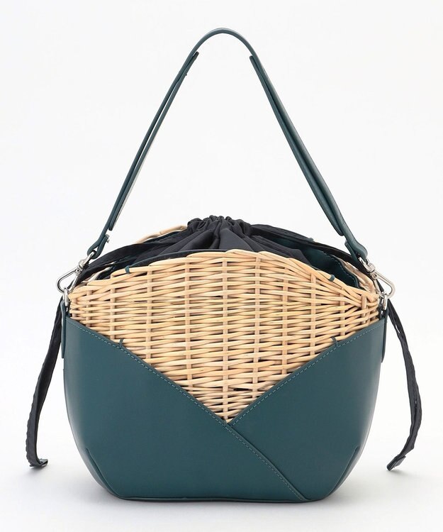 Y'SACCS 【ムック本掲載】ウィッカーバスケットショルダー ピーコックグリーン