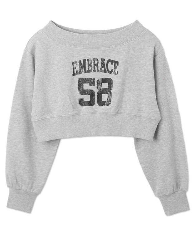 WEGO オフショルショートスウェット 杢グレー