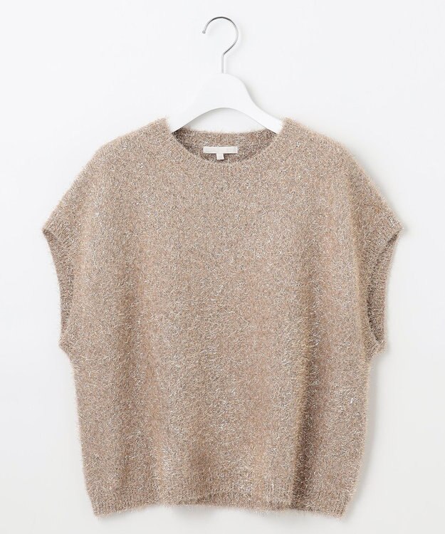 自由区 L 【洗える】フェザーラメ ベスト モカ