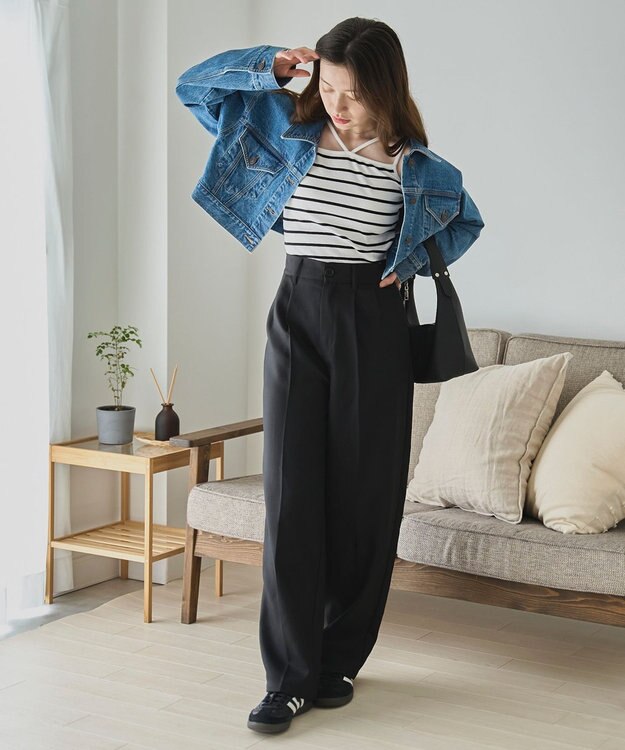 WEGO 【カップ付き】nachumoreホルターネックキャミ ホワイトボーダー